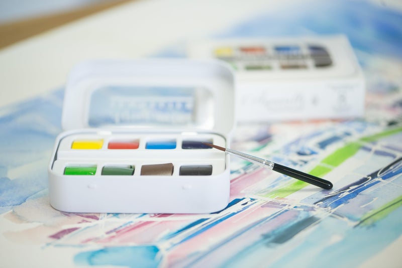 SENNELIER L'Aquarelle French Watercolor Paint, Aqua Mini Set of 8 Half Pans - Image 2